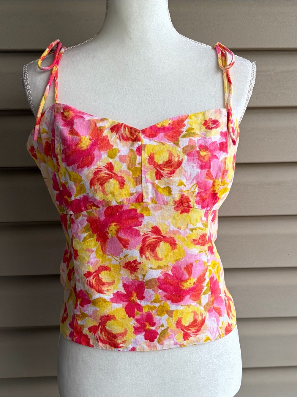 •Old Navy• Floral Tie-Strap Linen Blend Bustier Top – Size Medium